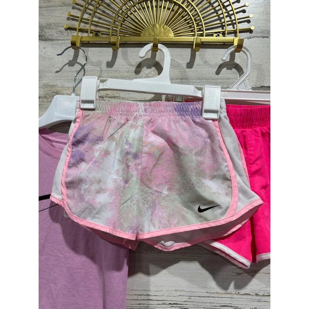 Nike Champion Shorts Shirt Set Girls 6 Pink Tie Dye Athletic Sporty